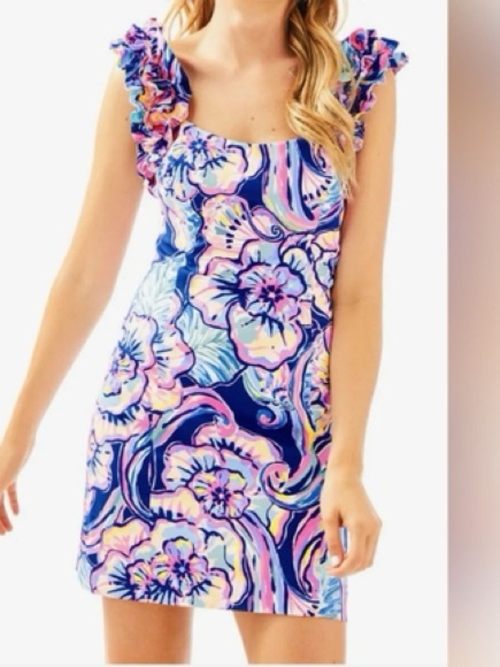Lilly Pulitzer Devina Floral Ruffle Strap
Stretch Mini Sheath Dress
